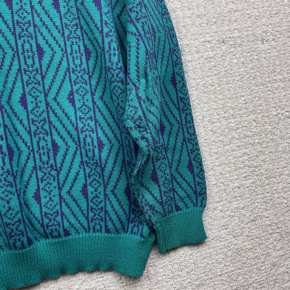 VTG Capricorn Crewneck Knit Grandpa Sweater Men Sz M Psychedelic's Geometric AOP - Picture 13 of 15